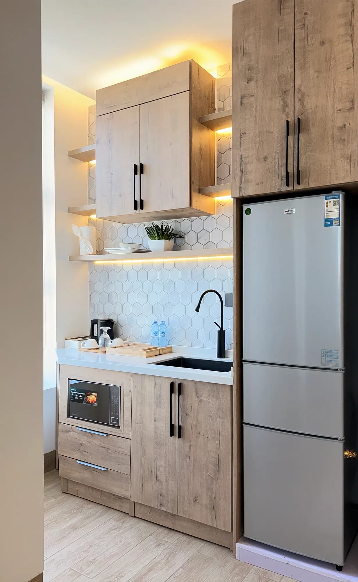 Kitchenette in an HMK Living suite, Kigo, Kampala